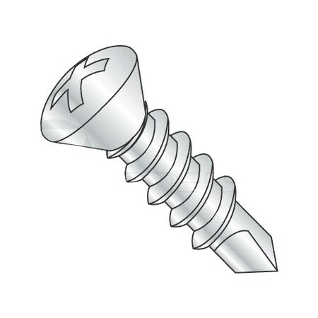 Newport Fasteners Self-Drilling Screw, #10 x 1 in, Zinc Plated Steel Oval Head Phillips Drive, 500 PK 901844-500